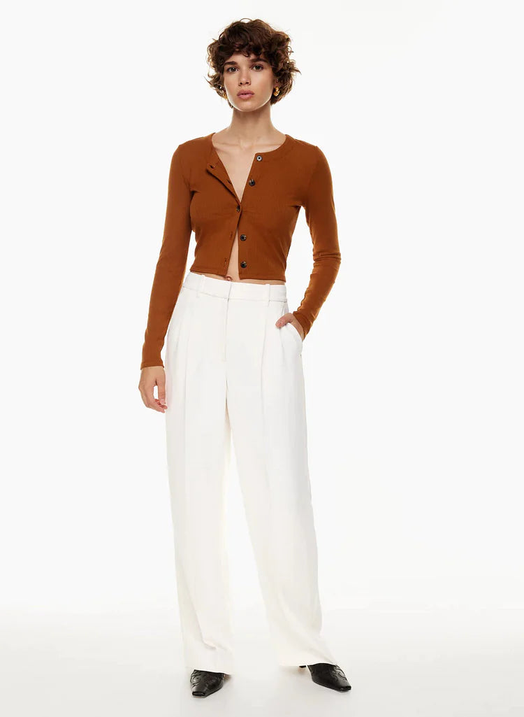 High-Waist Straight Trousers with Pockets