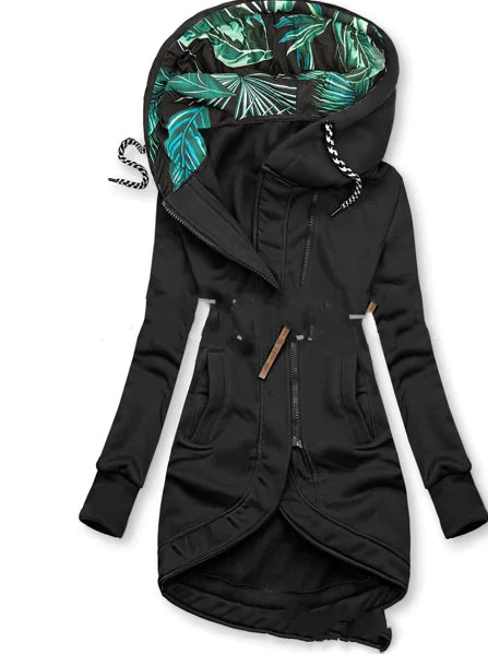 Solid Color Hooded Jacket