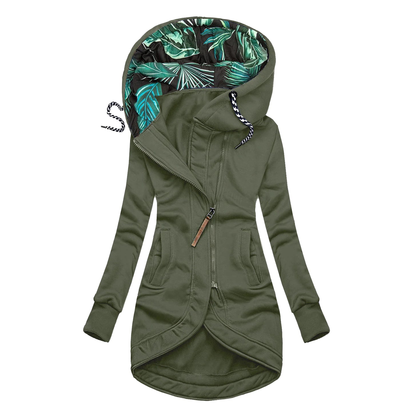 Solid Color Hooded Jacket