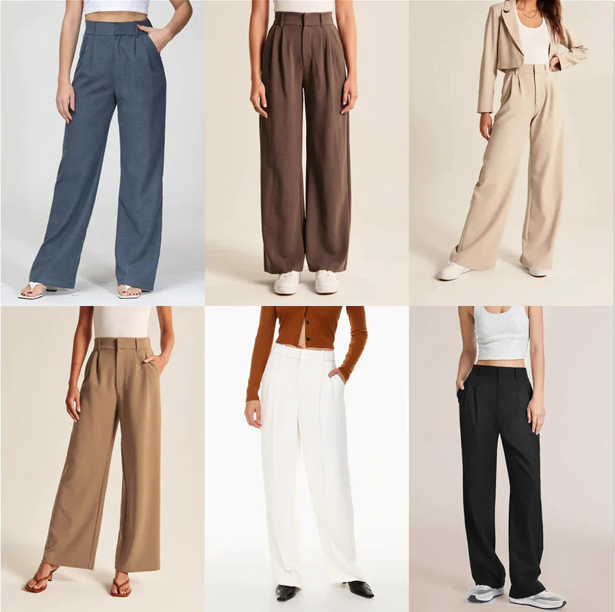 High-Waist Straight Trousers with Pockets