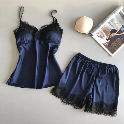 Women's Silken Nightwear Short Set