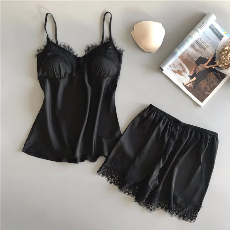 Women's Silken Nightwear Short Set