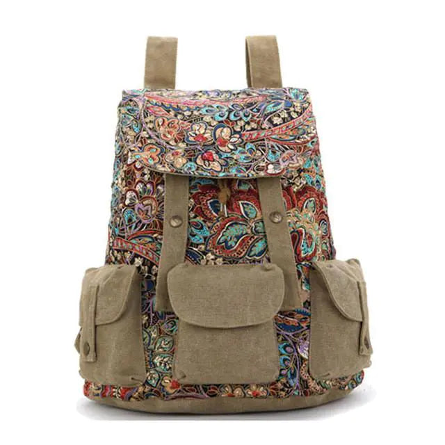 Floral Khaki Rucksacks Backpack