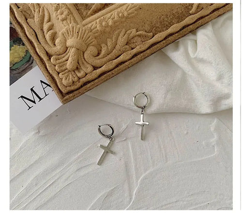 Sterling Silver Cross Stud Earrings